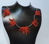 Unique Coral Branch Necklace, Precious Mediterranean Coral Necklace, Chandelier Necklace, Statement Necklace, Bib Necklace, Natural Coral