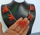 Unique Coral Branch Necklace, Precious Mediterranean Coral Necklace, Chandelier Necklace, Statement Necklace, Bib Necklace, Natural Coral