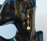 White Pearl Earrings, Simple Pearl Dangle Earrings, Long Pearl Earrings, Sterling Silver Pearl Earrings, Bridesmaids Jewelry, Natural Pearl