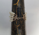 White Pearl Bracelet, Multi Strand Pearl Bracelet, Simple Natural Pearl Bridal Bracelet, Sterling Silver Freshwater Pearl Wedding Jewelry