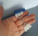 White Pearl Bracelet, Multi Strand Pearl Bracelet, Simple Natural Pearl Bridal Bracelet, Sterling Silver Freshwater Pearl Wedding Jewelry