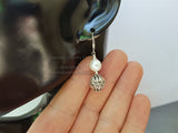 White Pearl Earrings, Simple Pearl Dangle Earrings, Filigree Earrings, Silver Ball Earrings, Sterling Pearl Earrings, Bridesmaids Jewelry