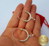 Croatian Hoop Earrings, Sterling Silver Filigree Hoops, White Pearl Dangle Hoops, Konavle Earrings, Dubrovnik Jewelry, Wedding Jewelry
