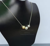 Simple Pearl Chain Necklace, Natural Cultured Freshwater Pearl Slide Pendant Necklace, Bridesmaid, Wedding Pearl Jewelry