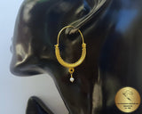 Croatian Filigree Hoop Earrings, Gold Plated Hoop Earrings, Pearl Dangle Hoops, Wedding Earrings, 24k Gold Plated Sterling Silver Earrings