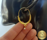 Croatian Filigree Hoop Earrings, Gold Plated Hoop Earrings, Pearl Dangle Hoops, Wedding Earrings, 24k Gold Plated Sterling Silver Earrings
