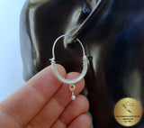 Croatian Hoop Earrings, Sterling Silver Filigree Hoops, White Pearl Dangle Hoops, Konavle Earrings, Dubrovnik Jewelry, Wedding Jewelry