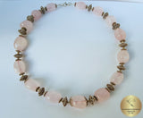 Beaded Rose Quartz Necklace, Healing Pink Stone Necklace, Pink Necklace, Sterling Silver Filigree Necklace, October Birthstone, Unique Gift