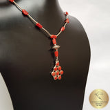 Mediterranean Coral Necklace, Red Coral Necklace, Untreated Natural Coral Pendant Necklace, Sterling Silver necklace Unique Handmade Jewelry