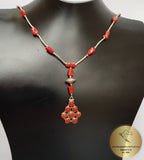 Mediterranean Coral Necklace, Red Coral Necklace, Untreated Natural Coral Pendant Necklace, Sterling Silver necklace Unique Handmade Jewelry