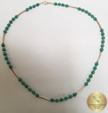 Small Bead Turquoise Necklace, Natural Gemstone Necklace, Simple and Unique Sterling Silver Necklace, Natural Turquoise Jewelry