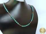 Small Bead Turquoise Necklace, Natural Gemstone Necklace, Simple and Unique Sterling Silver Necklace, Natural Turquoise Jewelry