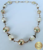 Beaded White Pearl Necklace, White Freshwater Pearl Necklace, Unique Pearl Wedding Jewelry, Sterling Silver Necklace, Silver Ball Necklace