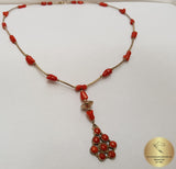 Mediterranean Coral Necklace, Red Coral Necklace, Untreated Natural Coral Pendant Necklace, Sterling Silver necklace Unique Handmade Jewelry