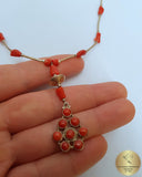 Mediterranean Coral Necklace, Red Coral Necklace, Untreated Natural Coral Pendant Necklace, Sterling Silver necklace Unique Handmade Jewelry