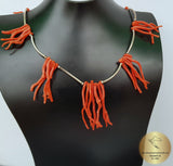 Unique Coral Branch Necklace, Precious Mediterranean Coral Necklace, Chandelier Necklace, Statement Necklace, Bib Necklace, Natural Coral