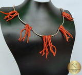 Unique Coral Branch Necklace, Precious Mediterranean Coral Necklace, Chandelier Necklace, Statement Necklace, Bib Necklace, Natural Coral