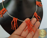 Unique Coral Branch Necklace, Precious Mediterranean Coral Necklace, Chandelier Necklace, Statement Necklace, Bib Necklace, Natural Coral