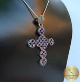 Amethyst Cross Pendant, Violet Stone Cross w Marcasite, Purple Cross, February Birthstone, Victorian Cross, Antique Style Cross, Gothic