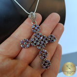 Amethyst Cross Pendant, Violet Stone Cross w Marcasite, Purple Cross, February Birthstone, Victorian Cross, Antique Style Cross, Gothic