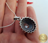 Flower Shaped Ruby Pendant w White Topaz & Marcasite, Sterling Silver Pendant, Genuine Gemstone Pendant, Red Stone Pendant, Natural Ruby