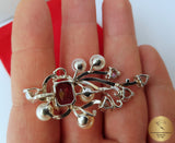 Colorful Reacme Shaped Violet Stone Pendant, Faceted Amethyst, White Topaz, Natural Multicolor Freshwater Pearl ( white, silver and peach )