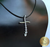 White Zircon Cross Pendant, White Stone Cross, Transparent White Cross, Simple Style Cross