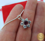 Flower Pendant, Amethyst Pendant, Violet Stone Pendant w CZ, Purple Pendant, February Birthstone, Sterling Silver