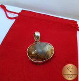 Oval Shaped Crazy Lace Agate Pendant, Sterling Silver Natural Gemstone Pendant, Handmade Jewelry