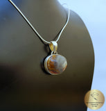 Oval Shaped Crazy Lace Agate Pendant, Sterling Silver Natural Gemstone Pendant, Handmade Jewelry
