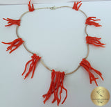 Unique Coral Branch Necklace, Precious Mediterranean Coral Necklace, Chandelier Necklace, Statement Necklace, Bib Necklace, Natural Coral