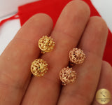 Simple Gold Earrings, 14k Gold Stud Earrings, Traditional Croatian Ethnic Earrings, Gold Filigree Studs, Dubrovnik Earrings Bridal Earrings