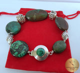 Chunky Turquoise Bracelet, Sterling Silver Bracelet w Handmade Claps, Gemstone Bracelet, Natural Turquoise Statement Bracelet