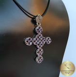 Amethyst Cross Pendant, Violet Stone Cross w Marcasite, Purple Cross, February Birthstone, Victorian Cross, Antique Style Cross, Gothic