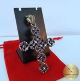 Amethyst Cross Pendant, Violet Stone Cross w Marcasite, Purple Cross, February Birthstone, Victorian Cross, Antique Style Cross, Gothic