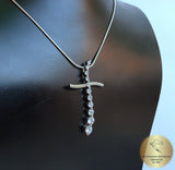 White Zircon Cross Pendant, White Stone Cross, Transparent White Cross, Simple Style Cross