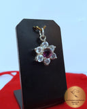 Flower Pendant, Amethyst Pendant, Violet Stone Pendant w CZ, Purple Pendant, February Birthstone, Sterling Silver