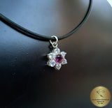 Flower Pendant, Amethyst Pendant, Violet Stone Pendant w CZ, Purple Pendant, February Birthstone, Sterling Silver