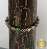 Multi Color Bead Agate Bracelet, Colorful Natural Gemstone Beaded Bracelet, Solid Sterling Silver Bracelet