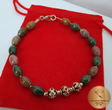 Multi Color Bead Agate Bracelet, Colorful Natural Gemstone Beaded Bracelet, Solid Sterling Silver Bracelet