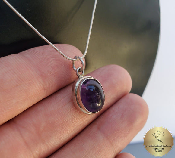 Amethyst Pendant, Violet Stone Pendant, Purple Pendant, February Birthstone, Sterling Silver Gemstone Pendant