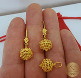 Traditional Croatian 14k Gold Pendant, Dubrovnik Filigree Pendant, Solid 14k Filigree Ball Pendant, Ethnic Minimalist Gold Wedding Jewelry