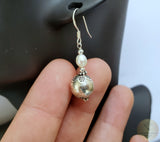 White Pearl Earrings, Simple Pearl Dangle Earrings, Sterling Silver Pearl Earrings, Silver Ball Earrings, Bridesmaids Jewelry, Natural Pearl