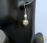 White Pearl Earrings, Simple Pearl Dangle Earrings, Sterling Silver Pearl Earrings, Silver Ball Earrings, Bridesmaids Jewelry, Natural Pearl
