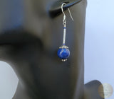 Blue Lapis Earrings, Simple Dangle Blue Stone Earrings, Natural Gemstone Earrings, Sterling Silver Earrings, Lapis Lazuli Earrings