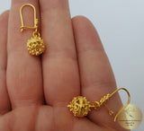 14k Gold Earrings, Traditional Croatian Gold Filigree Earrings, Dubrovnik Gold Ball Earrings, 14 k Gold Earrings, Wedding Gold Earrings