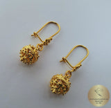 14k Gold Earrings, Traditional Croatian Gold Filigree Earrings, Dubrovnik Gold Ball Earrings, 14 k Gold Earrings, Wedding Gold Earrings