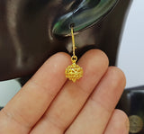 Handmade Croatian 14k Gold Filigree Earrings, Dubrovnik Gold Ball Earrings, Unique Traditional Ethnic Wedding Jewelry, Dangle Gold Earrings