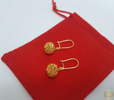 Handmade Croatian 14k Gold Filigree Earrings, Dubrovnik Gold Ball Earrings, Unique Traditional Ethnic Wedding Jewelry, Dangle Gold Earrings