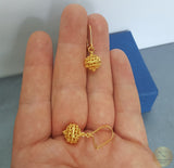 Handmade Croatian 14k Gold Filigree Earrings, Dubrovnik Gold Ball Earrings, Unique Traditional Ethnic Wedding Jewelry, Dangle Gold Earrings